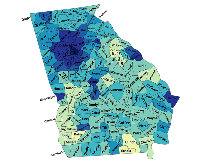 state of georgia map of counties
