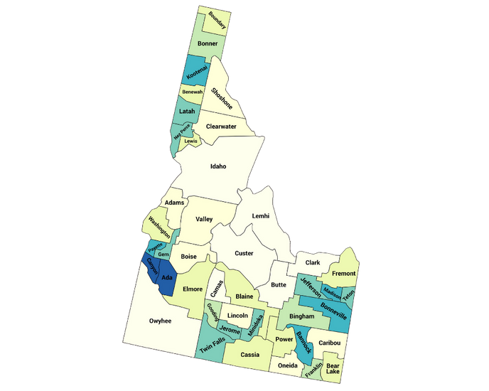 state of idaho map of counties