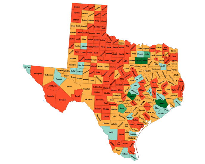 state of texas map of counties state of texas map of counties