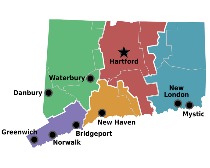 connecticut county map