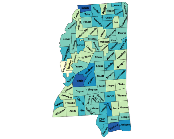 Mississippi county map