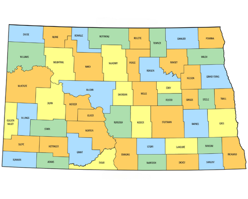 North Dakota County Map North Dakota County Map