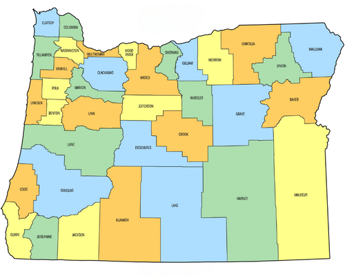 Oregon County Map Oregon County Map