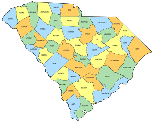South Carolina County Map