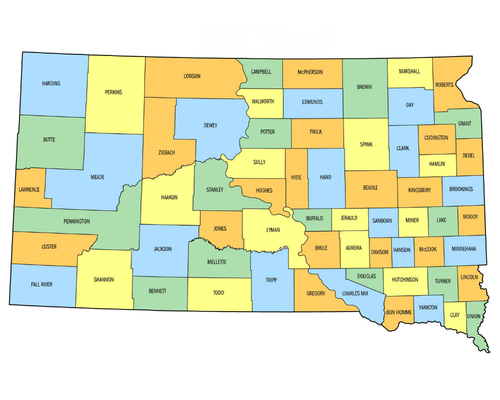 South Dakota County Map
