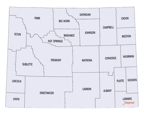 wyoming county map
